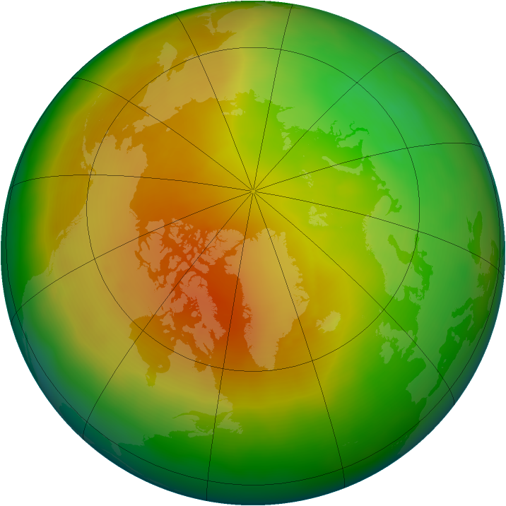 Arctic ozone map for April 2011